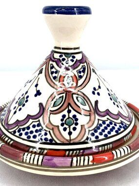 Tagine Pottery Tajine Dish Moroccan 6" Wide Hand Painted Ceramic